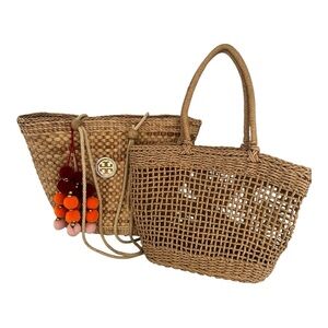 Tory Burch Brown Woven Shoulder Bag Set